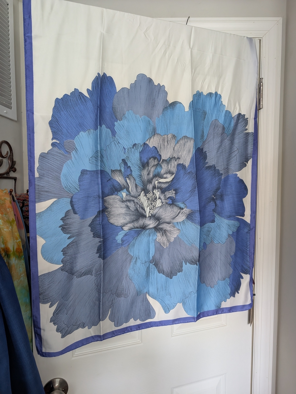 Blue Floral Rectangle Scarf